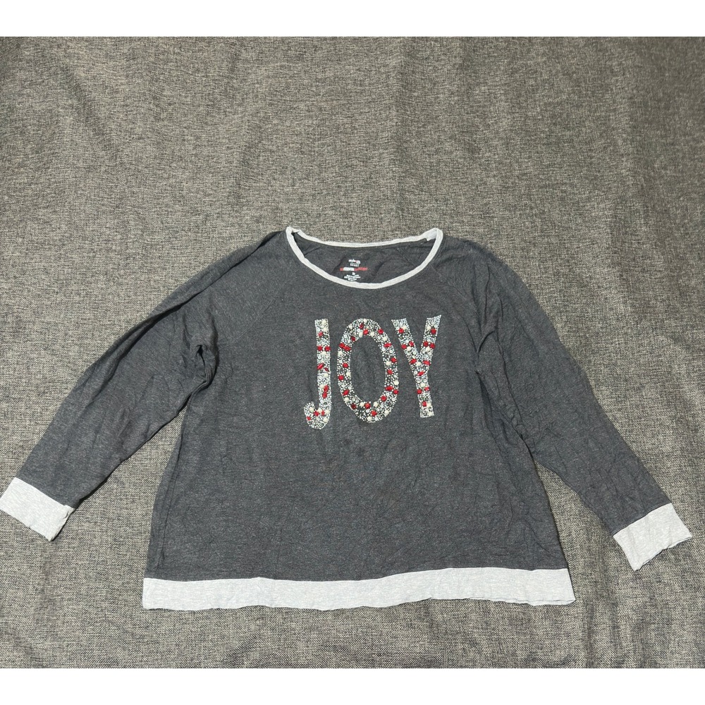 Style & Co Woman 3X Sweatshirt Joy Embellished Gray Long Sleeve
